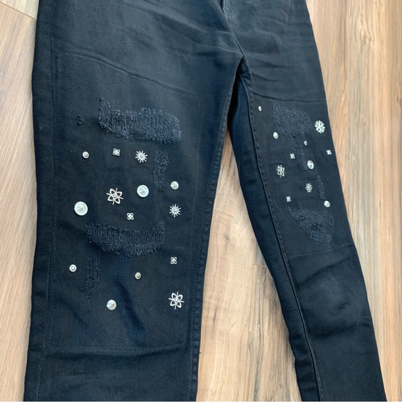 Sandro paris Rudie black studded high waist jeans size 36 - Picture 6 of 9